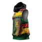 Personalised Rastafarian Lion Sleeveless Hoodie Cannabis Leaf Pattern - African Pride