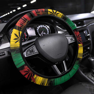 Rastafarian Lion Steering Wheel Cover Cannabis Leaf Pattern