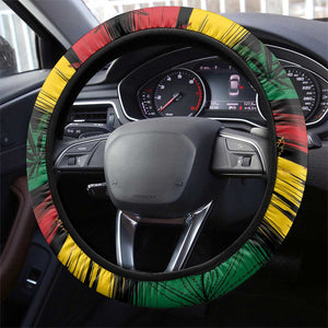 Rastafarian Lion Steering Wheel Cover Cannabis Leaf Pattern