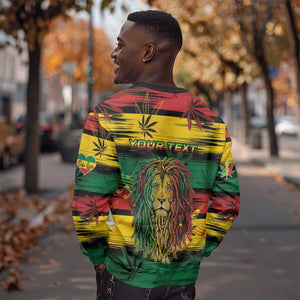 Personalised Rastafarian Lion Sweatshirt Cannabis Leaf Pattern