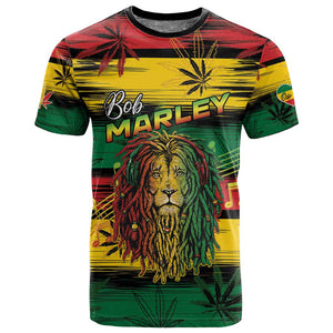 Personalised Rastafarian Lion T shirt Cannabis Leaf Pattern