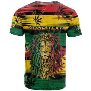 Personalised Rastafarian Lion T shirt Cannabis Leaf Pattern