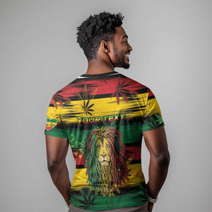 Personalised Rastafarian Lion T shirt Cannabis Leaf Pattern