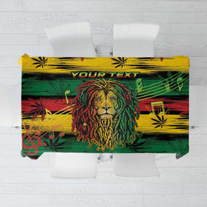 Personalised Rastafarian Lion Tablecloth Cannabis Leaf Pattern