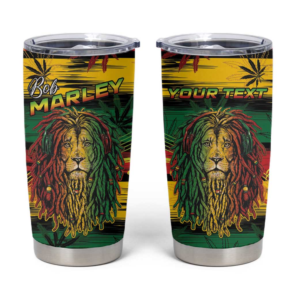 Personalised Rastafarian Lion Tumbler Cup Cannabis Leaf Pattern