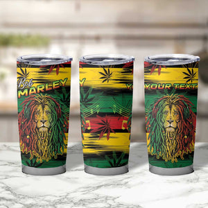 Personalised Rastafarian Lion Tumbler Cup Cannabis Leaf Pattern