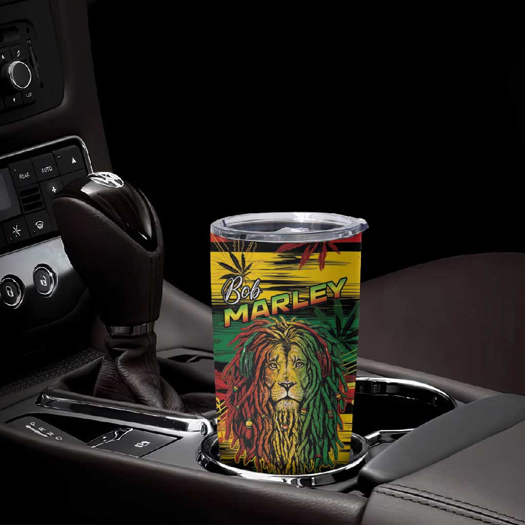 Personalised Rastafarian Lion Tumbler Cup Cannabis Leaf Pattern