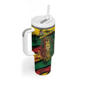 Personalised Rastafarian Lion Tumbler With Handle Cannabis Leaf Pattern