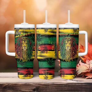 Personalised Rastafarian Lion Tumbler With Handle Cannabis Leaf Pattern