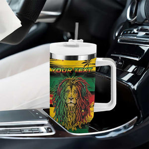 Personalised Rastafarian Lion Tumbler With Handle Cannabis Leaf Pattern