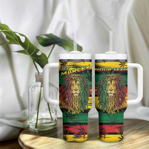 Personalised Rastafarian Lion Tumbler With Handle Cannabis Leaf Pattern