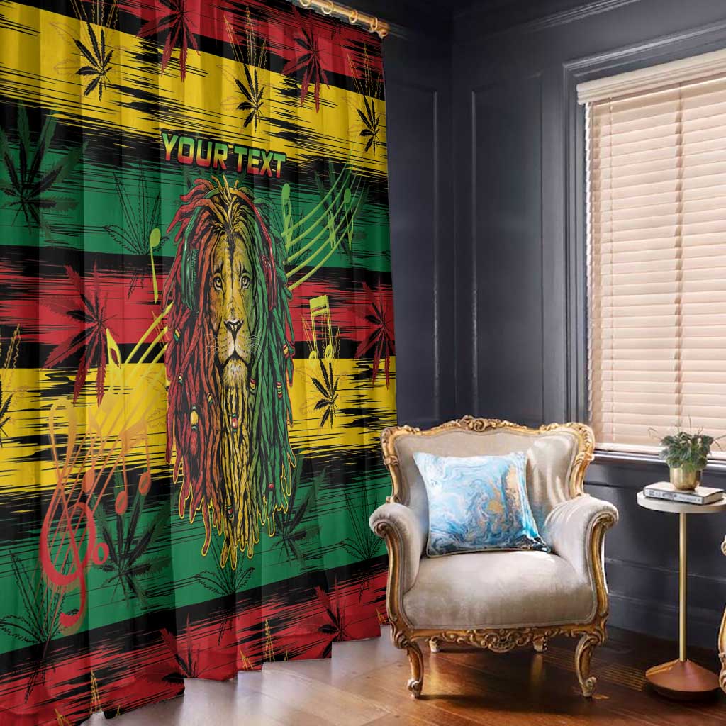 Personalised Rastafarian Lion Window Curtain Cannabis Leaf Pattern