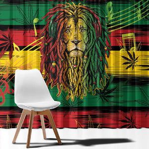 Personalised Rastafarian Lion Window Curtain Cannabis Leaf Pattern