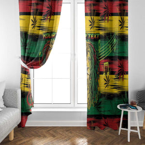 Personalised Rastafarian Lion Window Curtain Cannabis Leaf Pattern