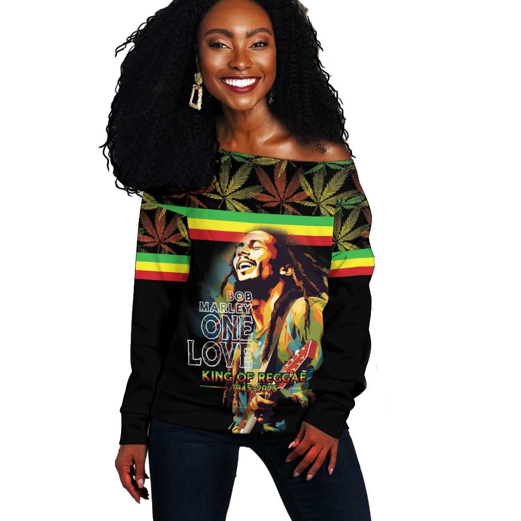 Jamaica Legend Bob Birthday Off Shoulder Sweater Thank You For The Memories