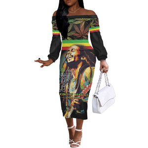 Jamaica Legend Bob Birthday Off The Shoulder Long Sleeve Dress Thank You For The Memories