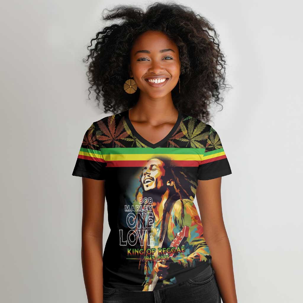 Jamaica Legend Bob Birthday Women V-Neck T-Shirt Thank You For The Memories