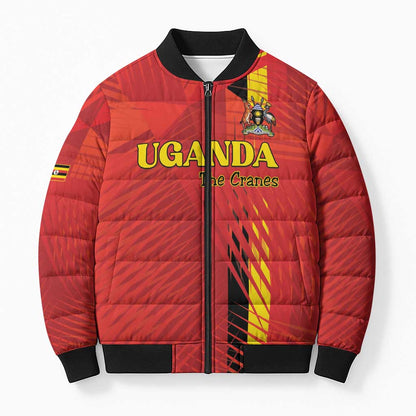 Custom Uganda Football Bomber Puffer Jacket Go Champions Cranes - African Pride
