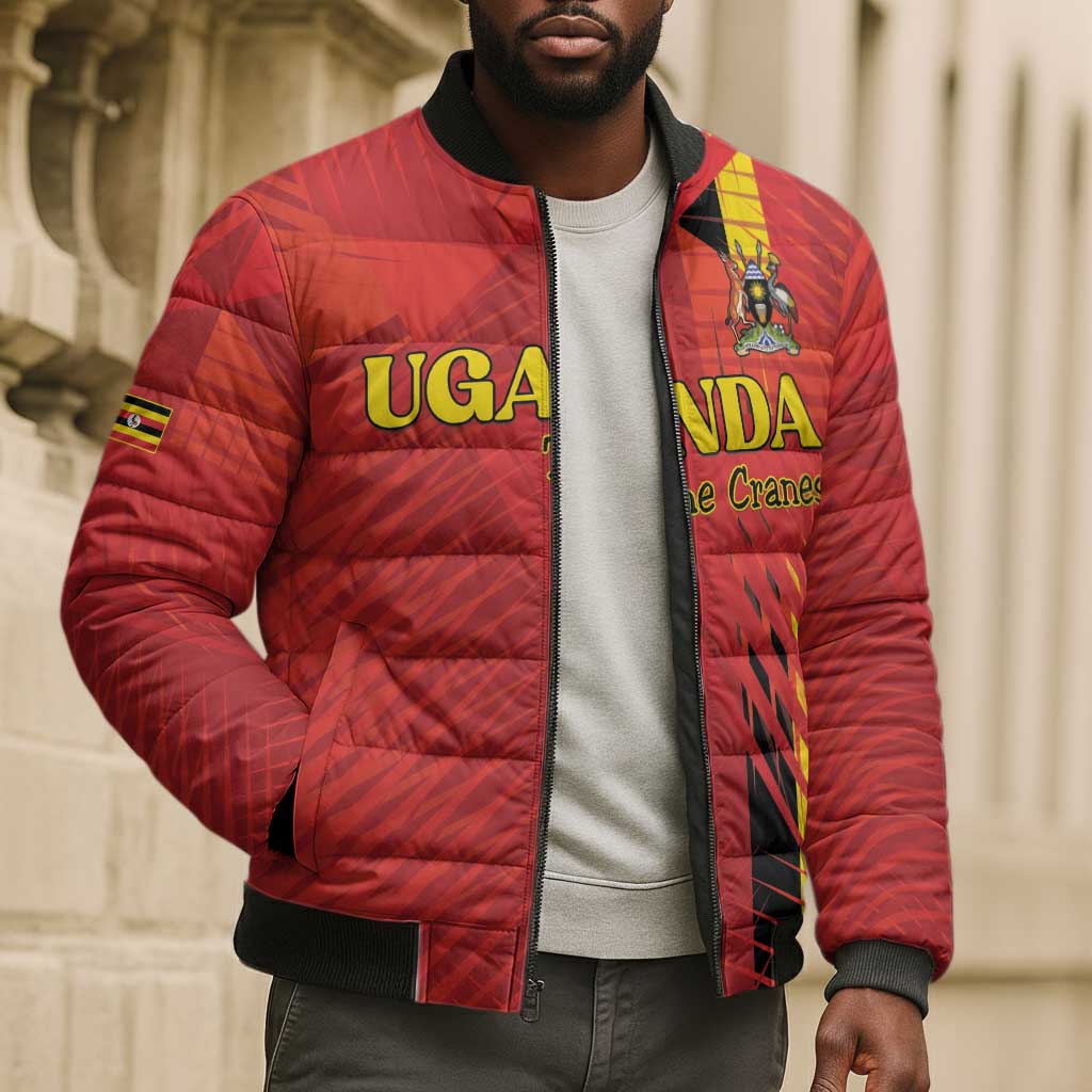 Custom Uganda Football Bomber Puffer Jacket Go Champions Cranes - African Pride