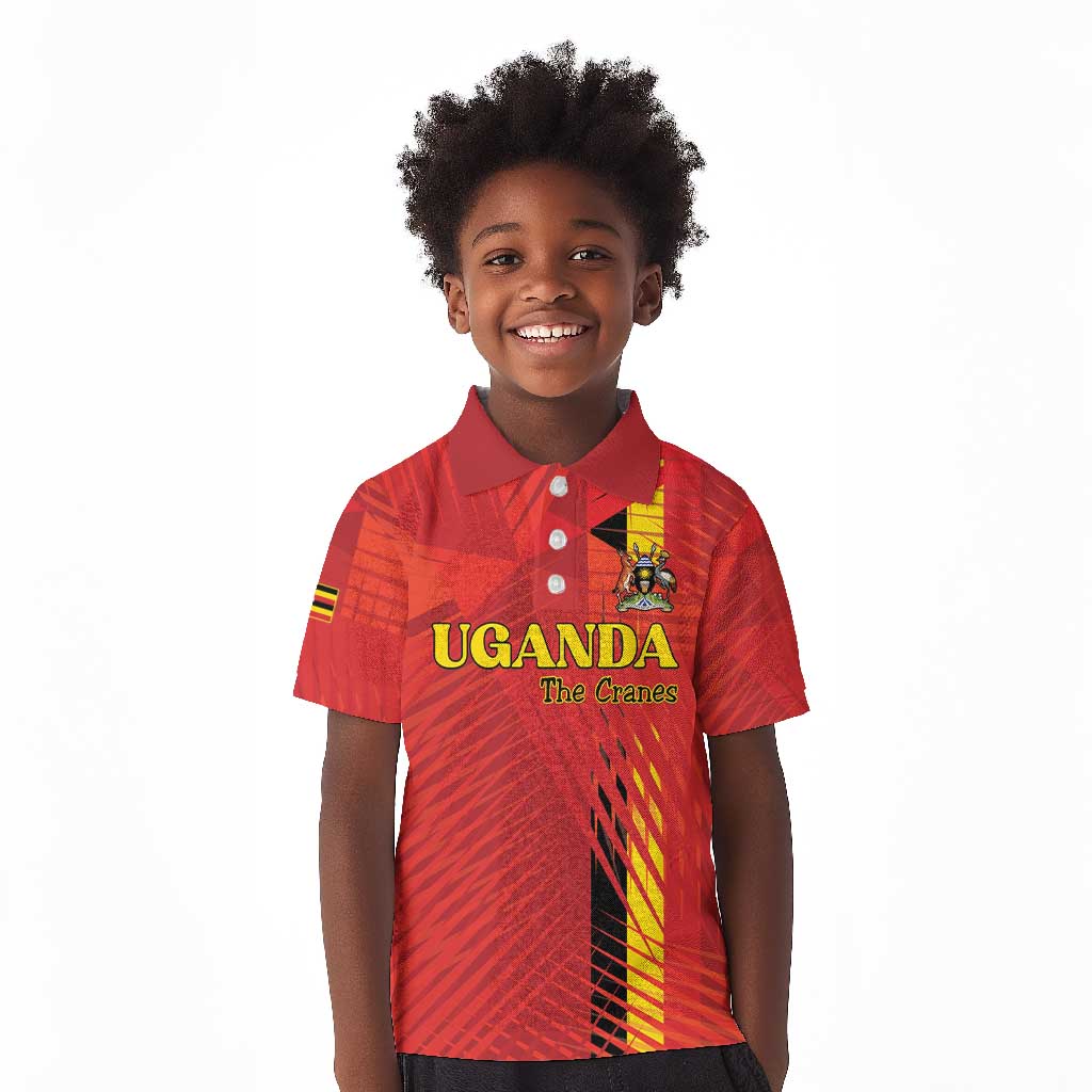 Custom Uganda Football Kid Polo Shirt Go Champions Cranes LT15