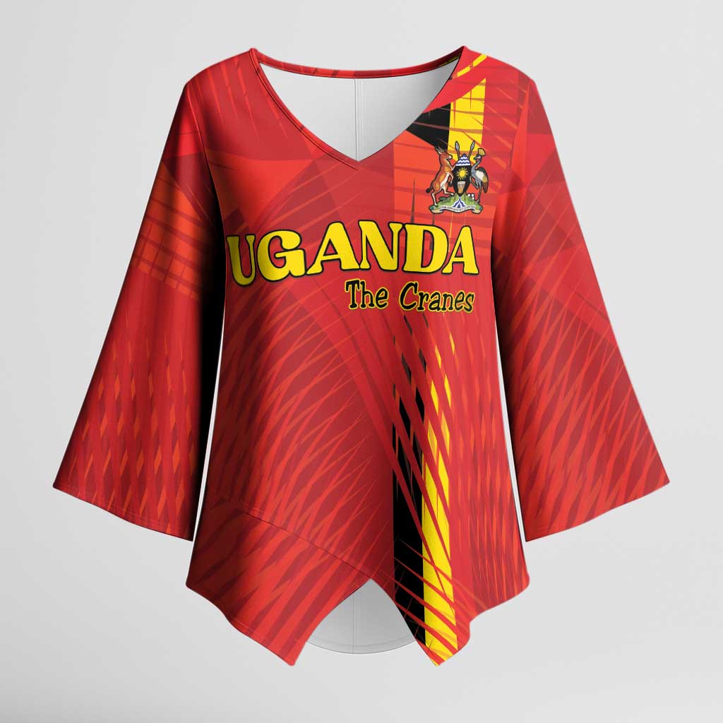 Custom Uganda Football Kimono Sleeve Blouse Go Champions Cranes - African Pride