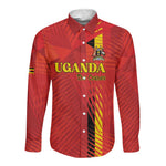Custom Uganda Football Long Sleeve Button Shirt Go Champions Cranes - African Pride