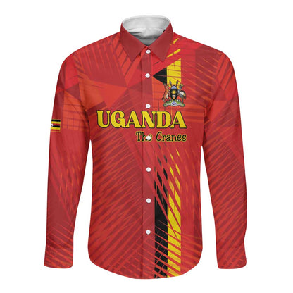 Custom Uganda Football Long Sleeve Button Shirt Go Champions Cranes - African Pride