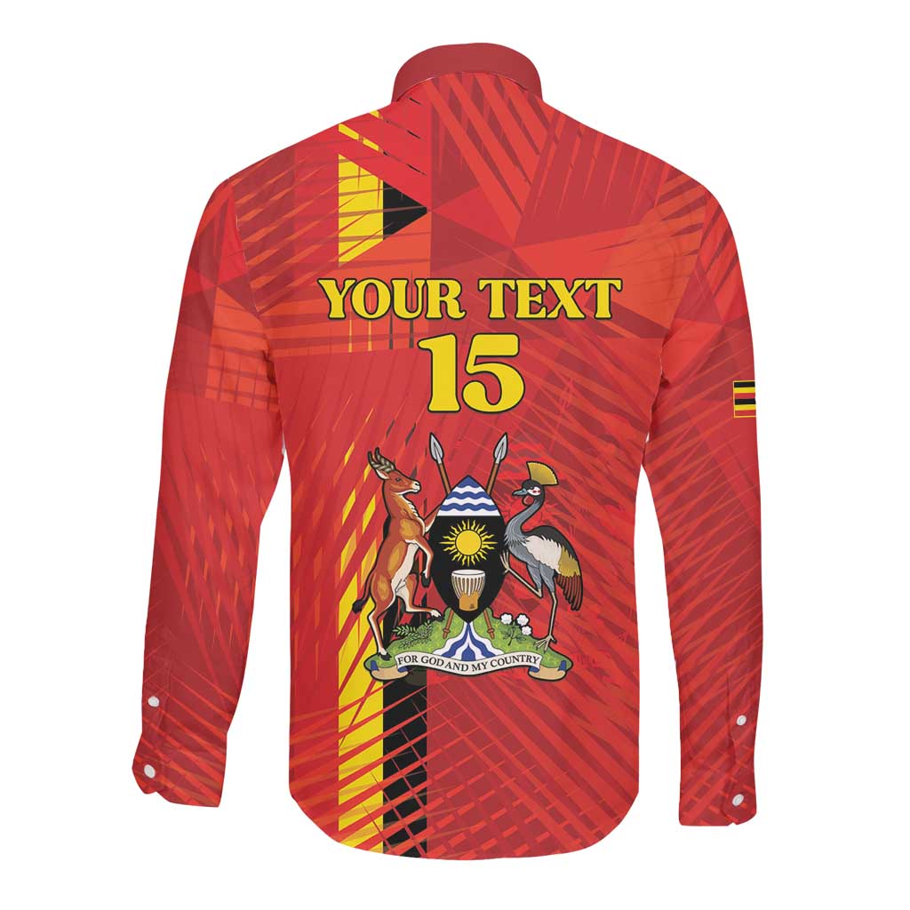 Custom Uganda Football Long Sleeve Button Shirt Go Champions Cranes - African Pride