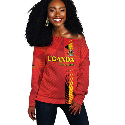 Custom Uganda Football Off Shoulder Sweater Go Champions Cranes - African Pride