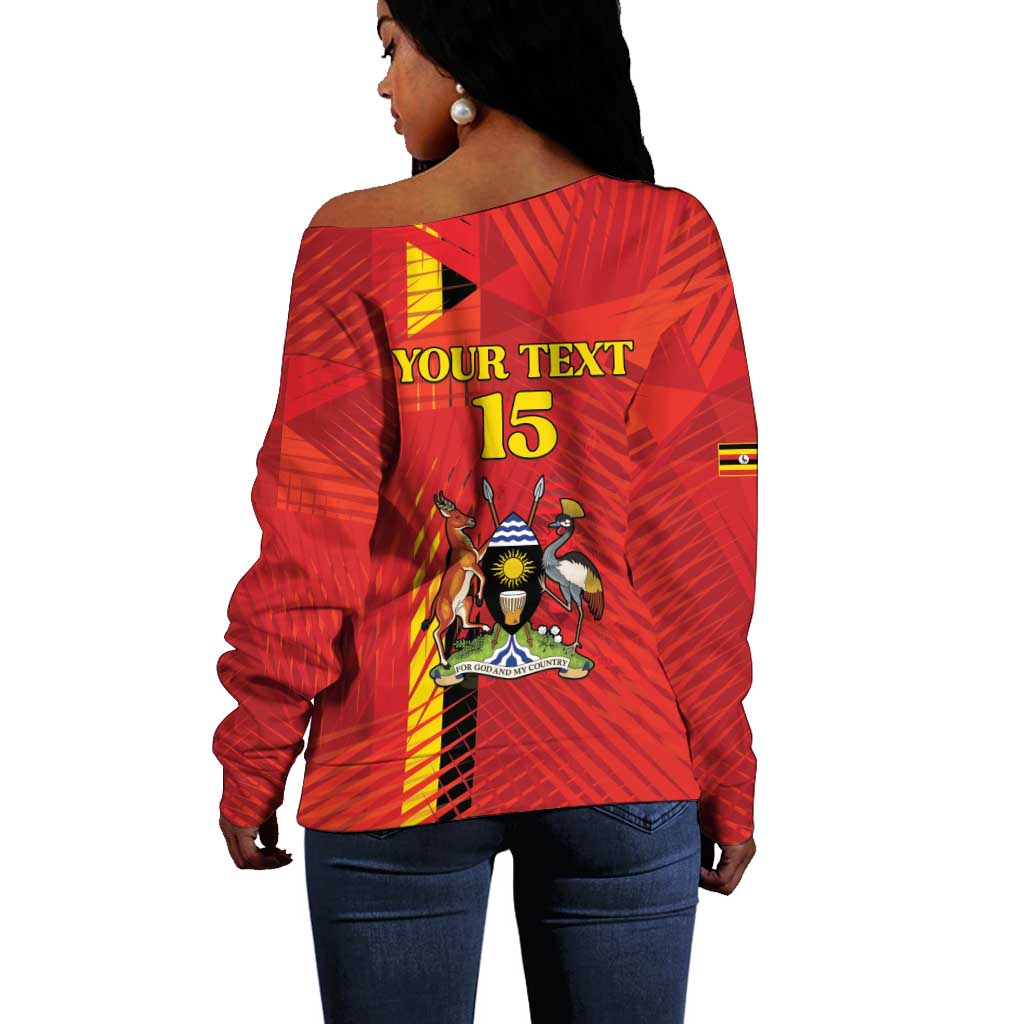 Custom Uganda Football Off Shoulder Sweater Go Champions Cranes - African Pride