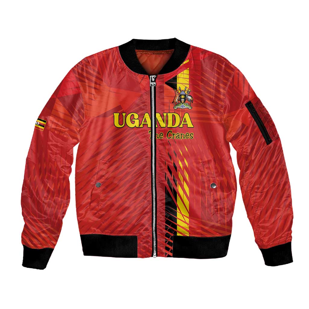 Custom Uganda Football Sleeve Zip Bomber Jacket Go Champions Cranes - African Pride