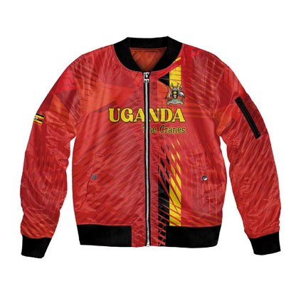 Custom Uganda Football Sleeve Zip Bomber Jacket Go Champions Cranes - African Pride