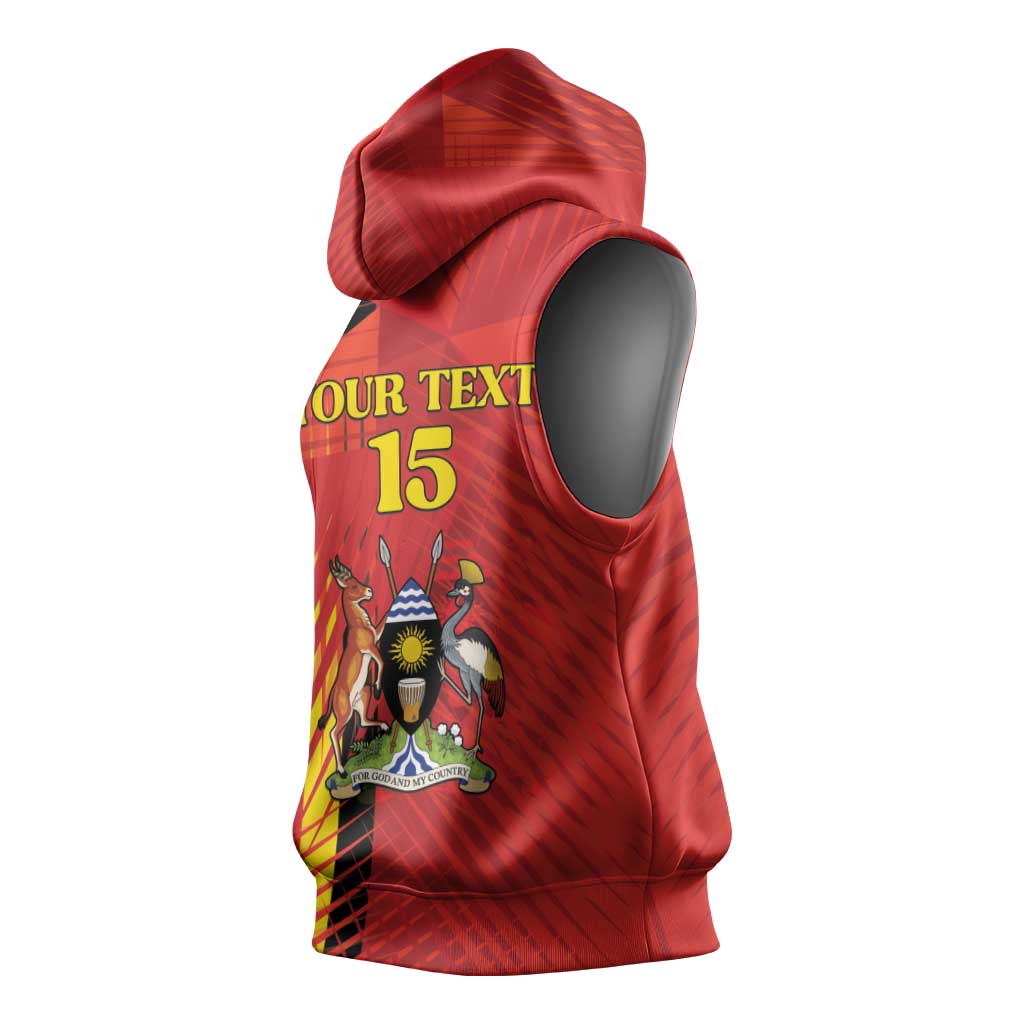 Custom Uganda Football Sleeveless Hoodie Go Champions Cranes - African Pride