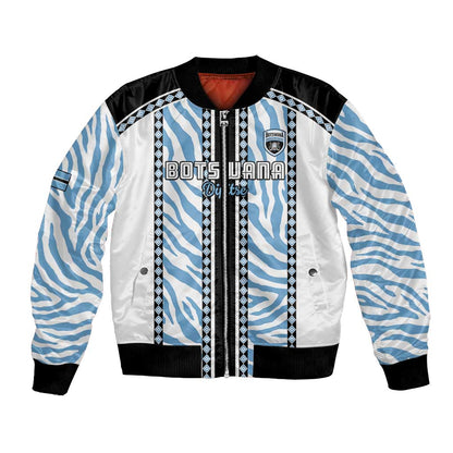 Custom Botswana Football Bomber Jacket Botswana Rising Again - Black - African Pride