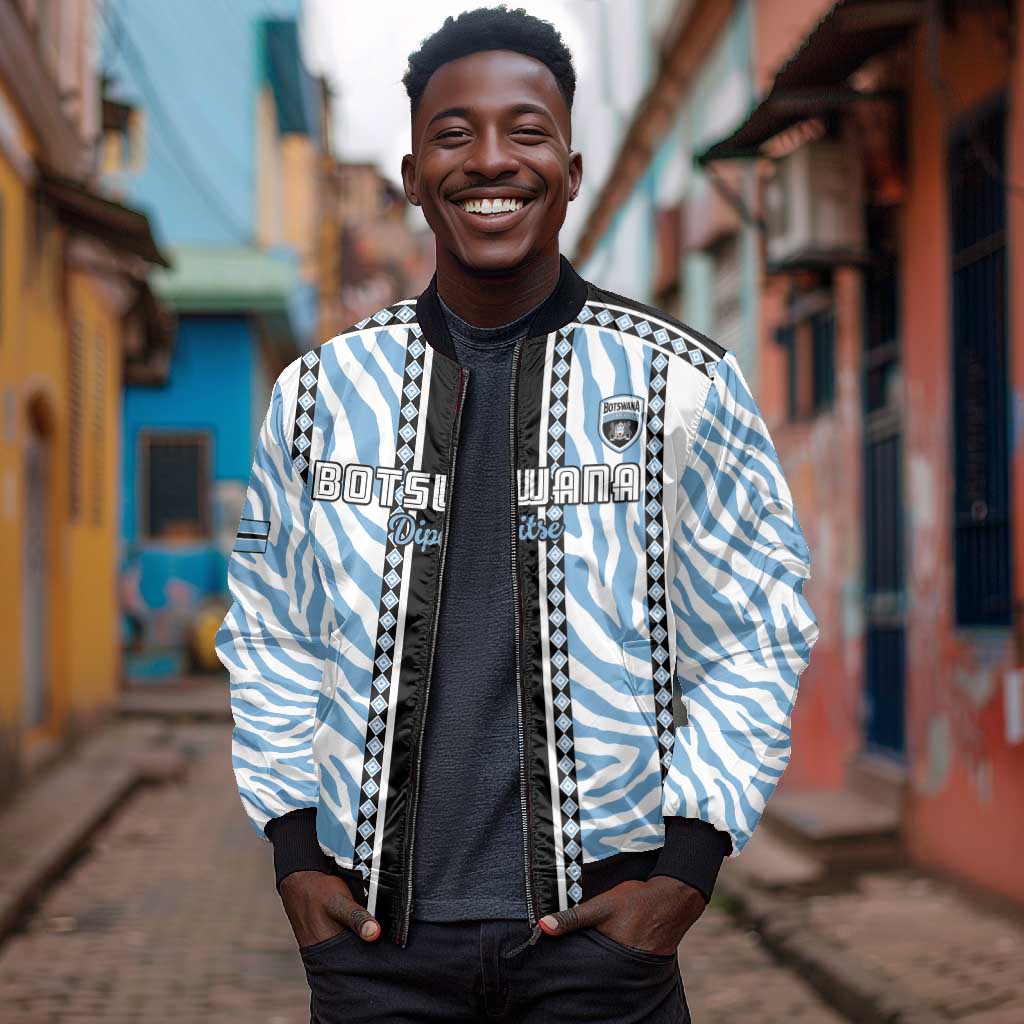 Custom Botswana Football Bomber Jacket Botswana Rising Again - Black - African Pride