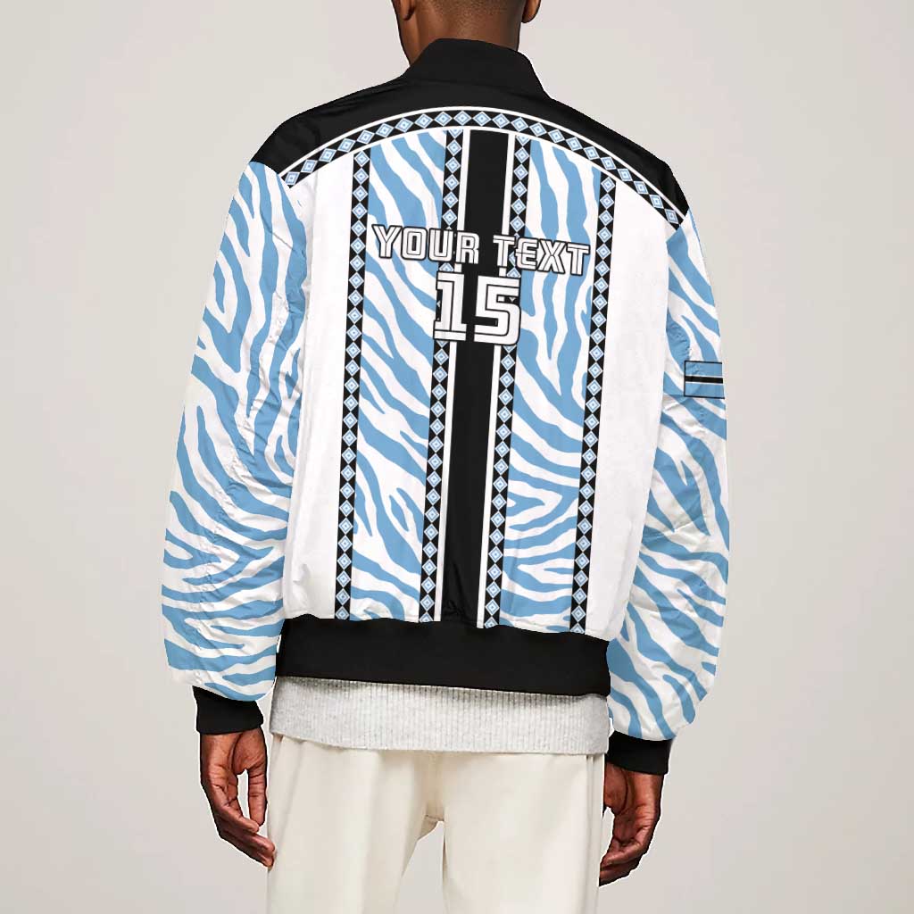 Custom Botswana Football Bomber Jacket Botswana Rising Again - Black - African Pride