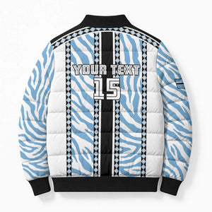 Custom Botswana Football Bomber Puffer Jacket Botswana Rising Again - Black - African Pride