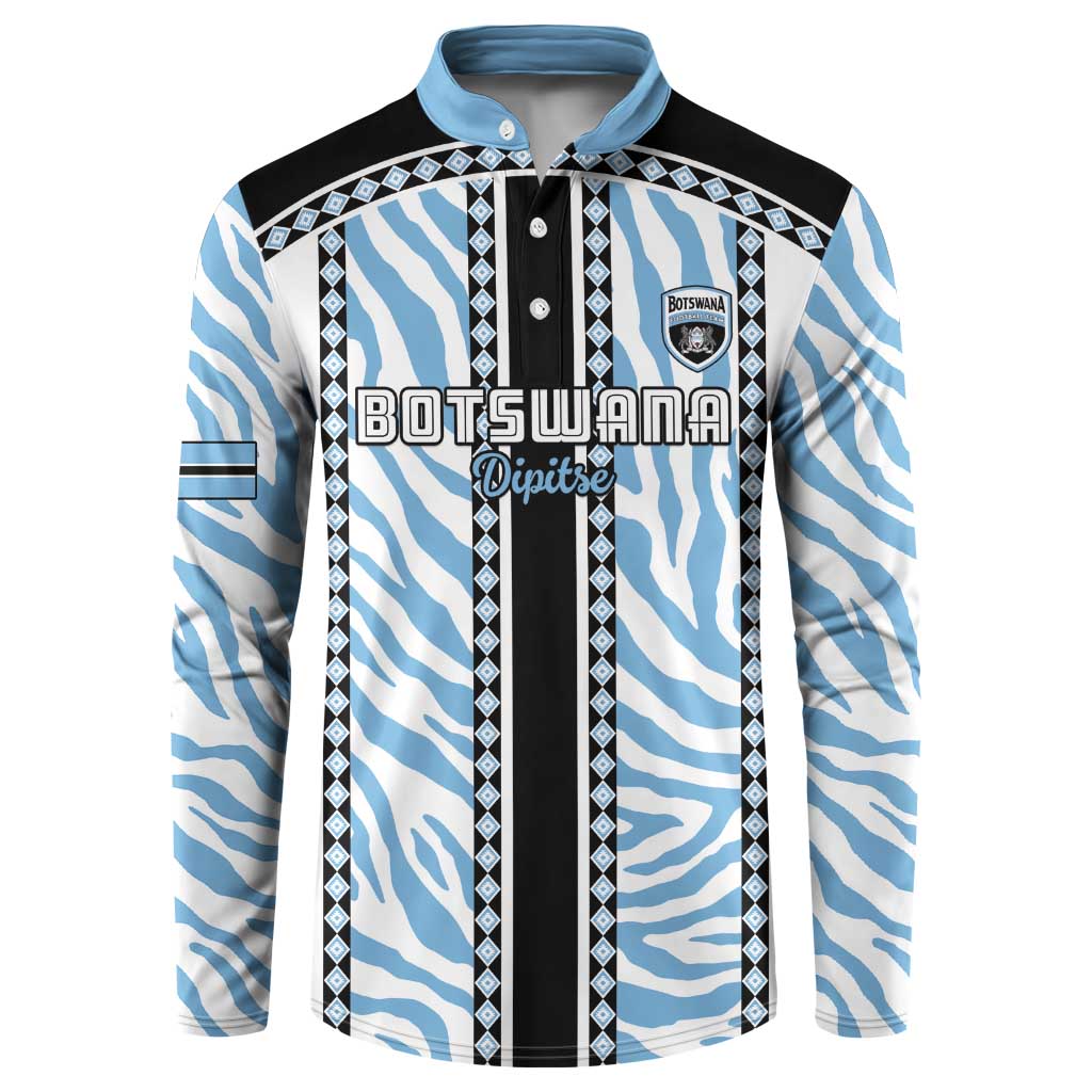 Custom Botswana Football Button Sweatshirt Botswana Rising Again - Black