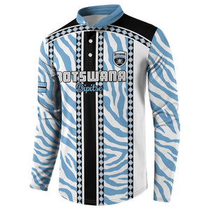 Custom Botswana Football Button Sweatshirt Botswana Rising Again - Black