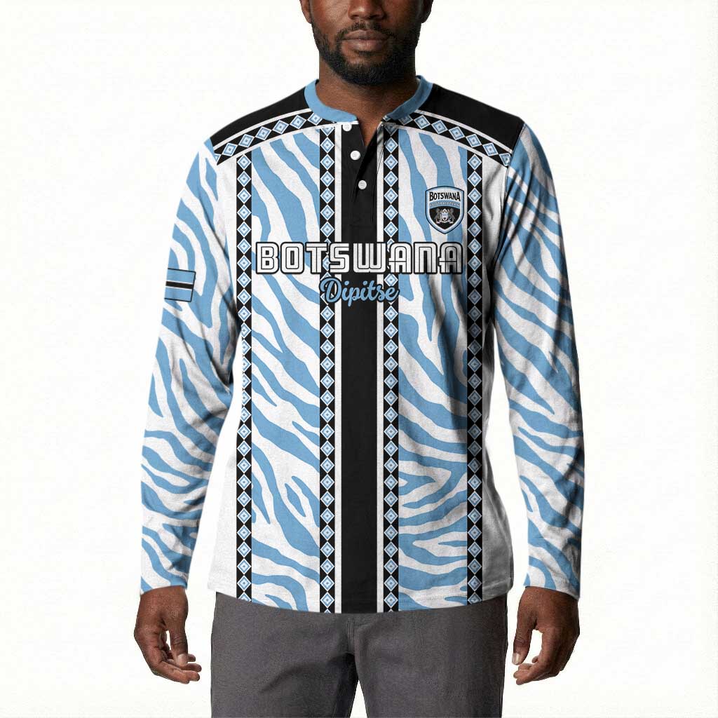 Custom Botswana Football Button Sweatshirt Botswana Rising Again - Black