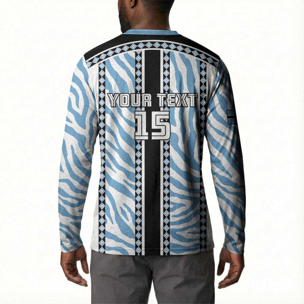 Custom Botswana Football Button Sweatshirt Botswana Rising Again - Black