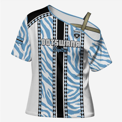 Custom Botswana Football Cross Shoulder Shirt Botswana Rising Again - Black - African Pride