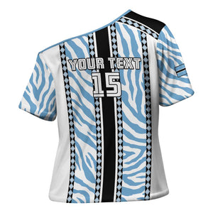 Custom Botswana Football Cross Shoulder Shirt Botswana Rising Again - Black - African Pride