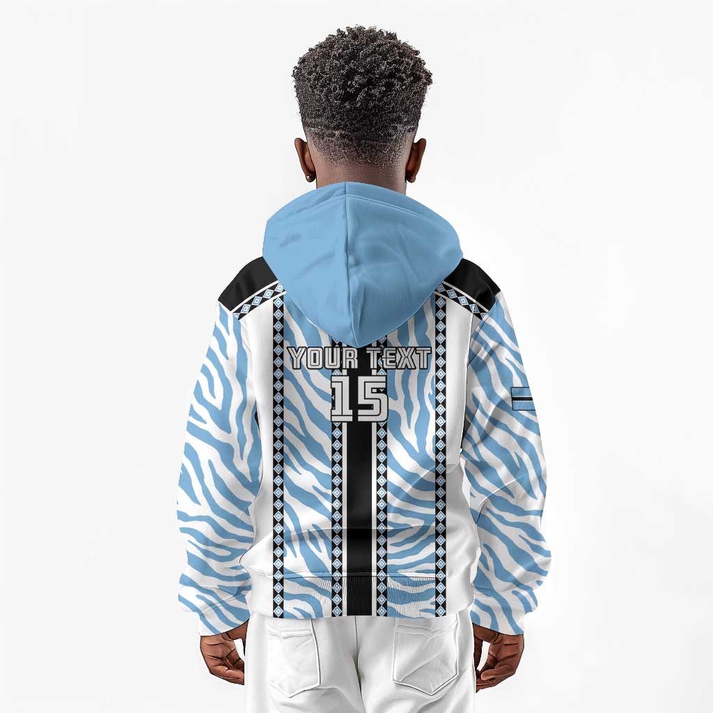 Custom Botswana Football Kid Hoodie Botswana Rising Again - Black - African Pride