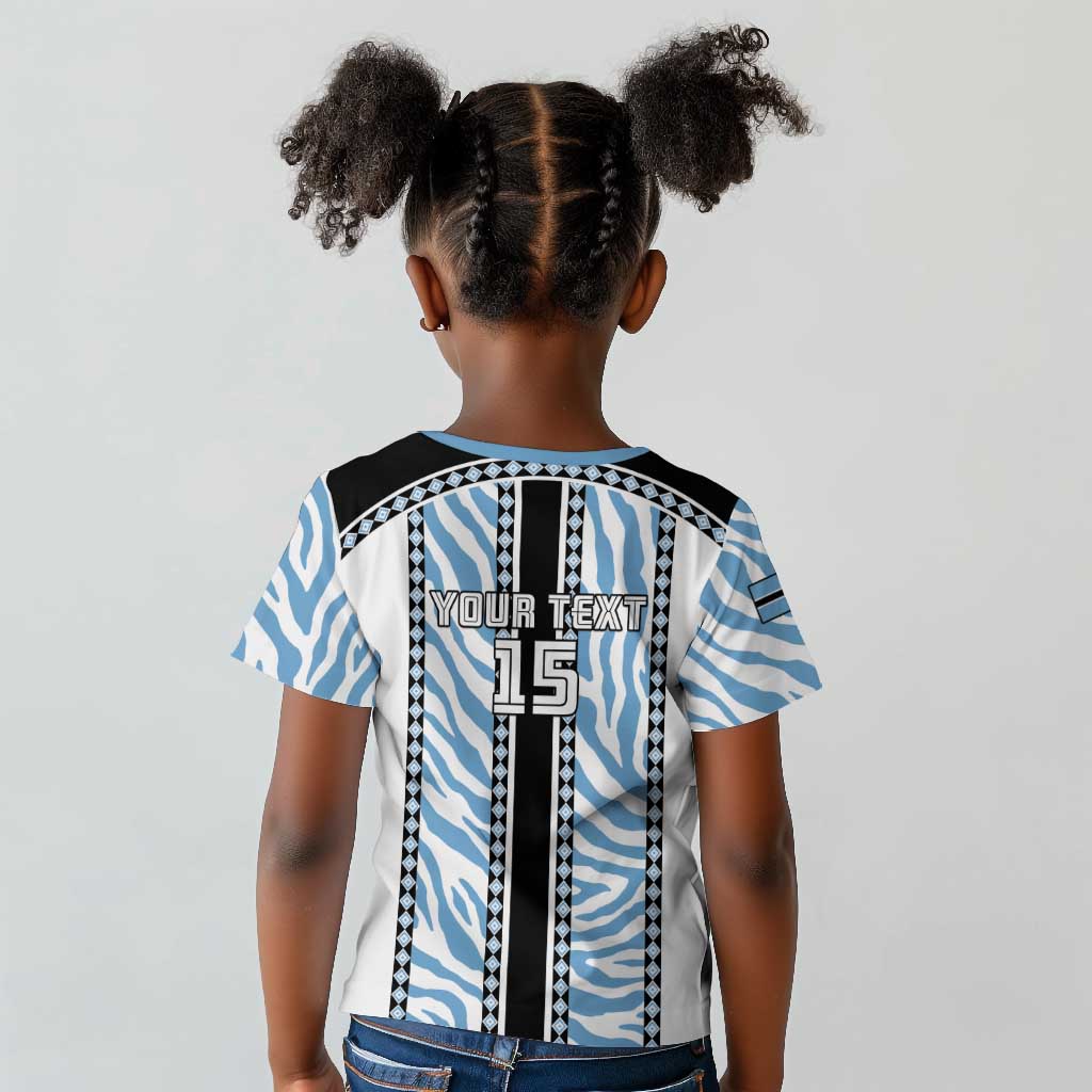 Custom Botswana Football Kid T shirt Botswana Rising Again - Black LT15