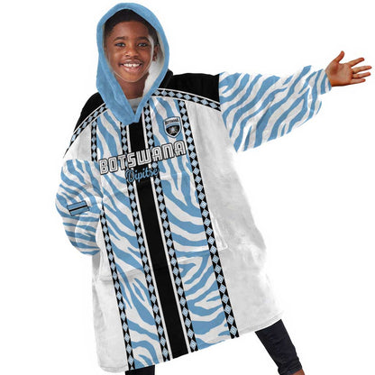 Custom Botswana Football Kid Wearable Blanket Hoodie Botswana Rising Again - Black - African Pride