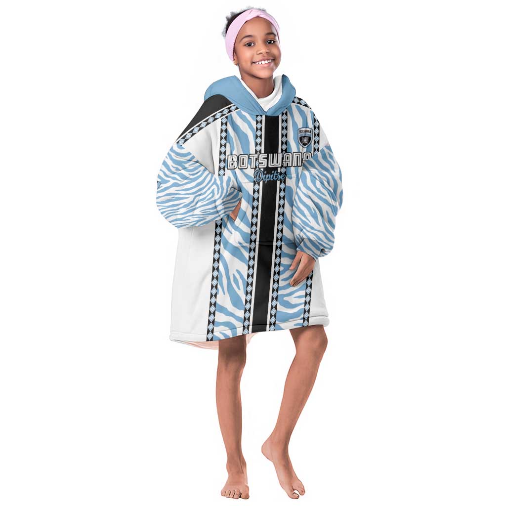 Custom Botswana Football Kid Wearable Blanket Hoodie Botswana Rising Again - Black - African Pride