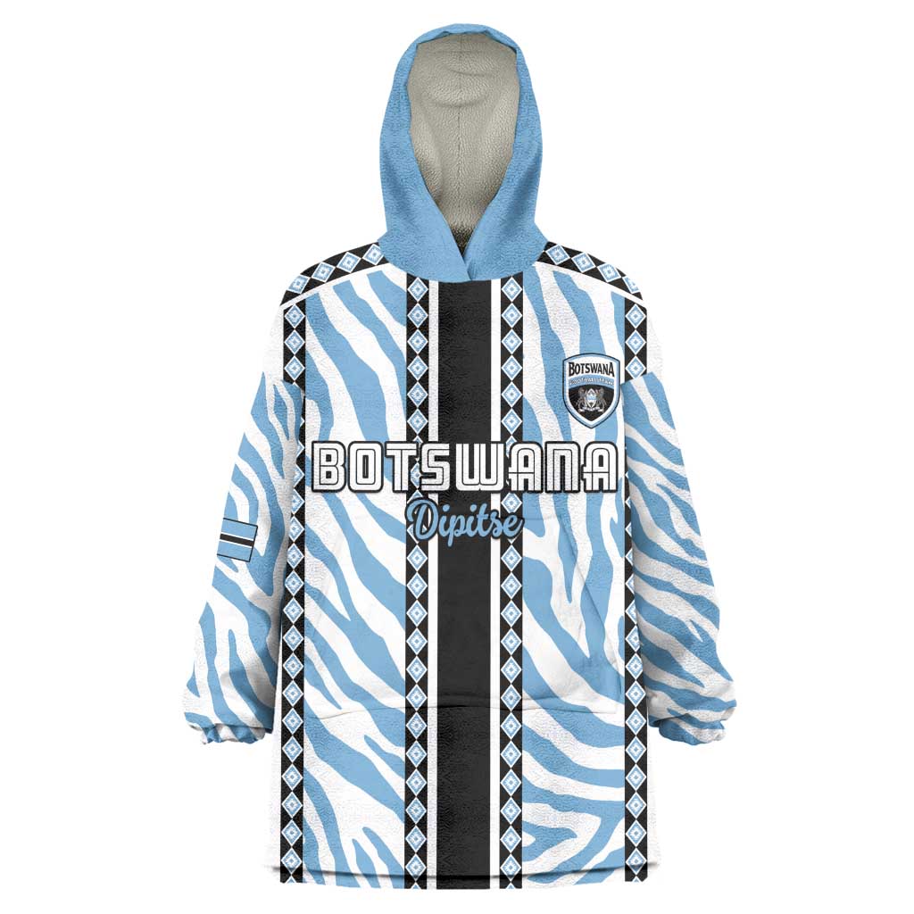 Custom Botswana Football Kid Wearable Blanket Hoodie Botswana Rising Again - Black - African Pride