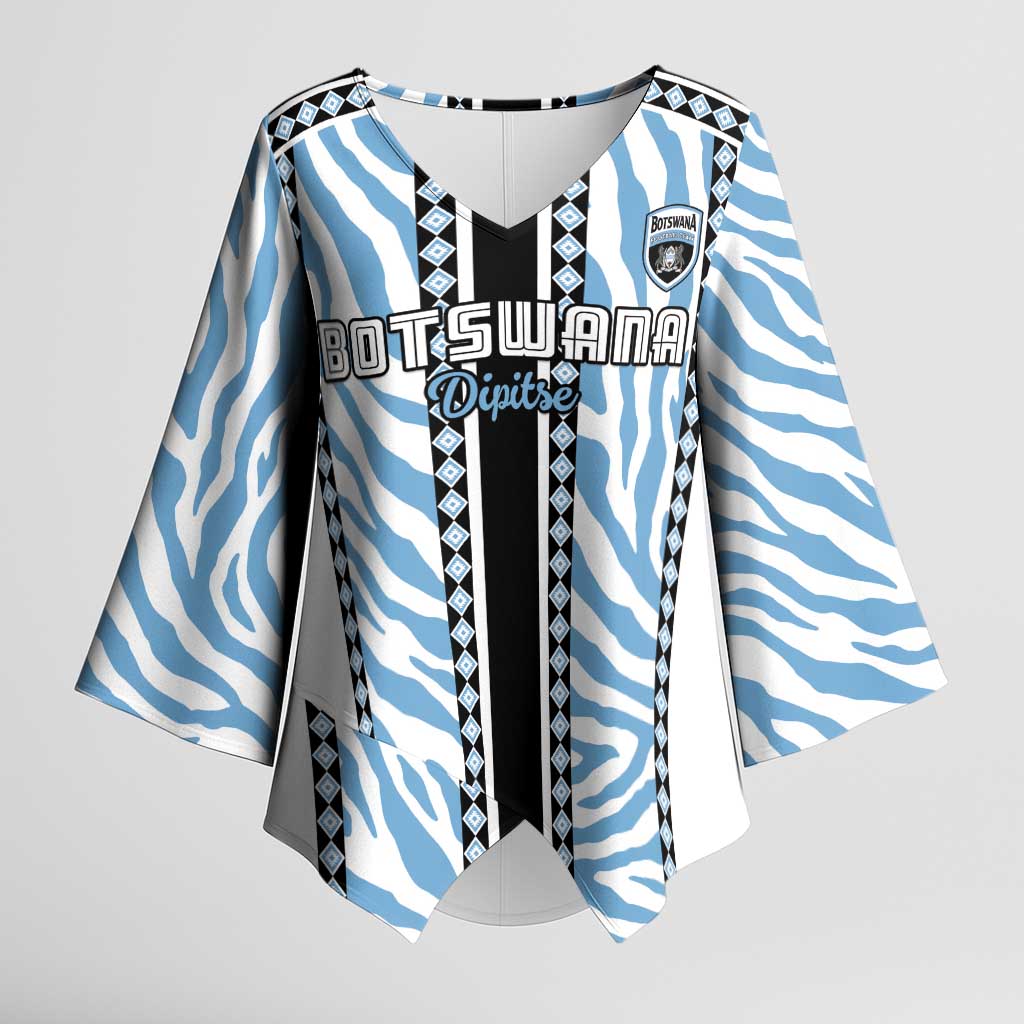 Custom Botswana Football Kimono Sleeve Blouse Botswana Rising Again - Black - African Pride