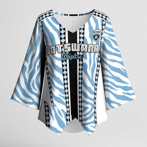 Custom Botswana Football Kimono Sleeve Blouse Botswana Rising Again - Black - African Pride
